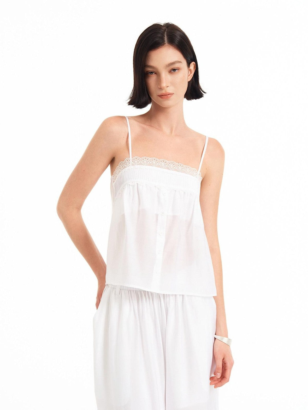 STRIKE A POSE Lace Trim Gathered A Line Babydoll Women&