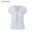 STRIKE_A_POSE_Lace_Trim_V-neck_Shirred_Puff_Sleeve_Women&
