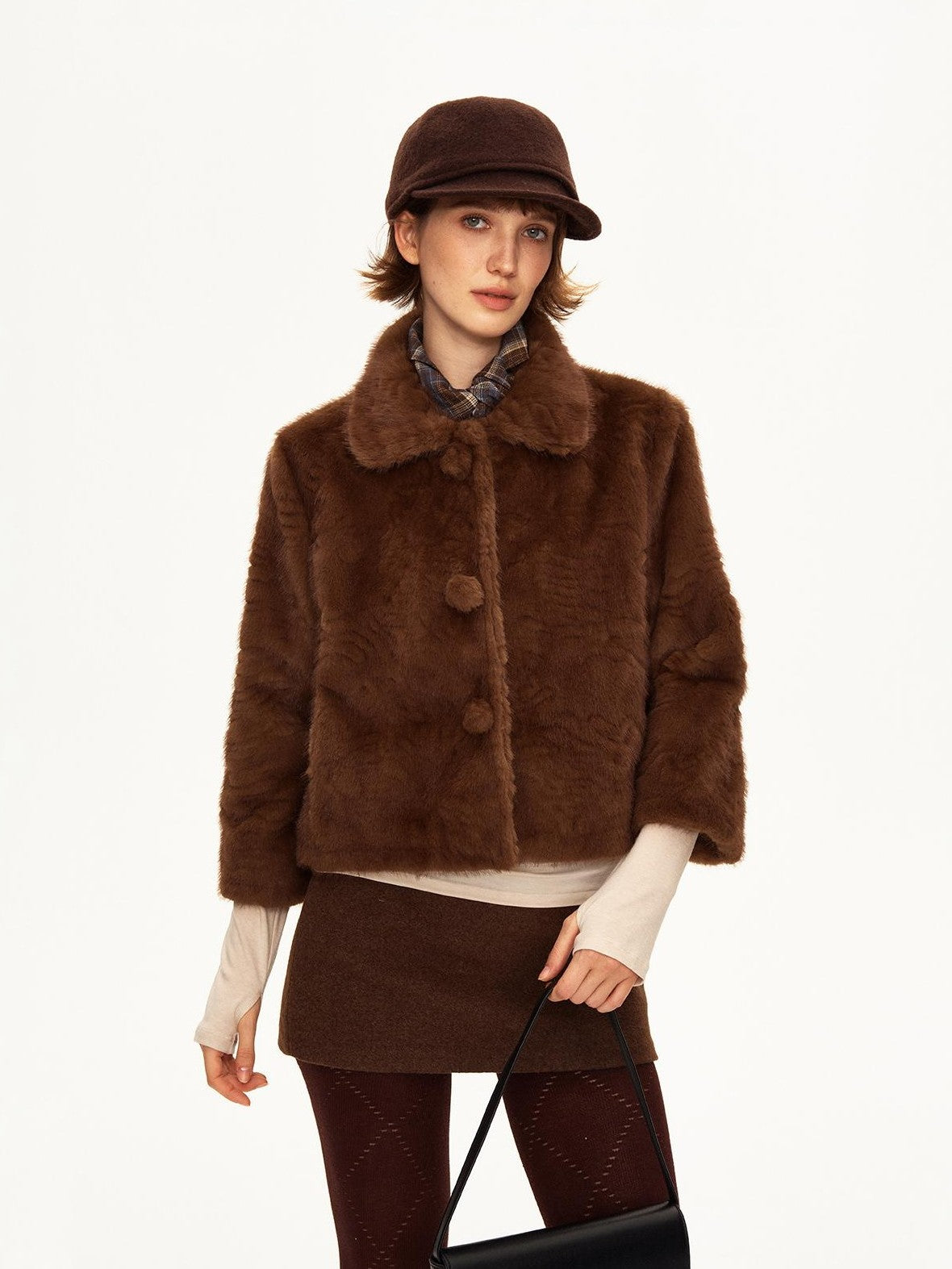 STRIKE A POSE Lapel Collar Three Quarter Sleeve Cropped Women&
