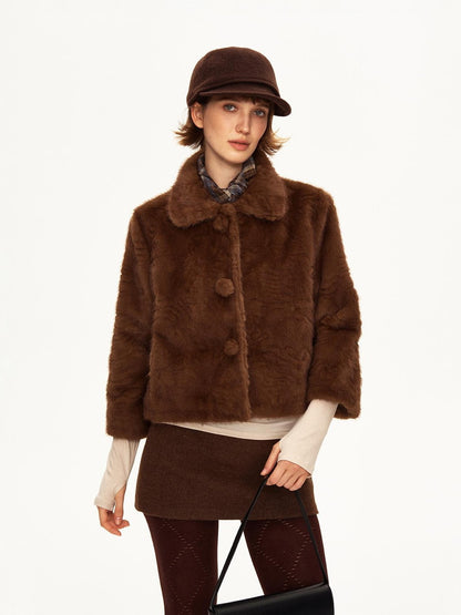 STRIKE A POSE Lapel Collar Three Quarter Sleeve Cropped Women&