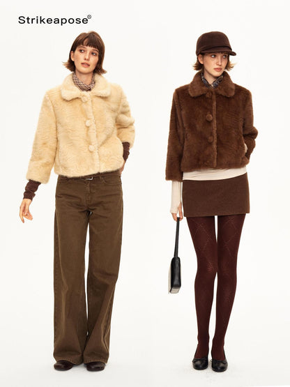 STRIKE A POSE Lapel Collar Three Quarter Sleeve Cropped Women&