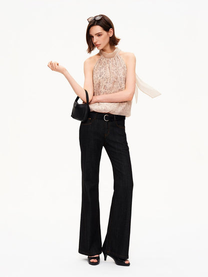 STRIKE A POSE Leopard Print Pleated Tie Round Hem Loose Women&