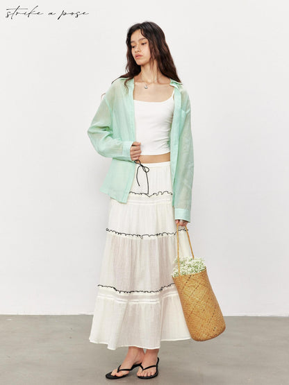STRIKE A POSE Loose Fit Turndown Collar Uv Protection Women&