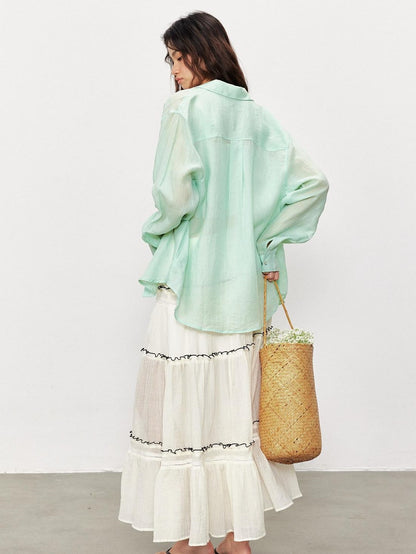STRIKE A POSE Loose Fit Turndown Collar Uv Protection Women&