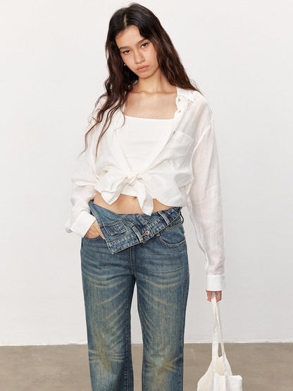 STRIKE A POSE Loose Fit Turndown Collar Uv Protection Women&