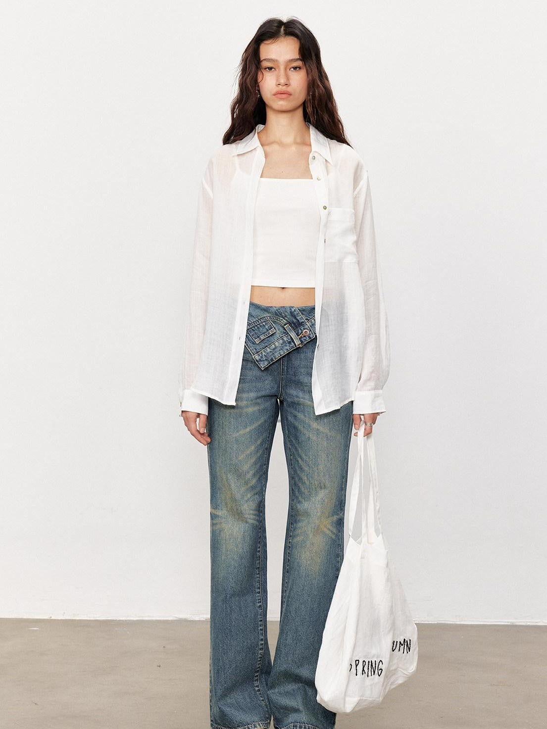 STRIKE A POSE Loose Fit Turndown Collar Uv Protection Women&