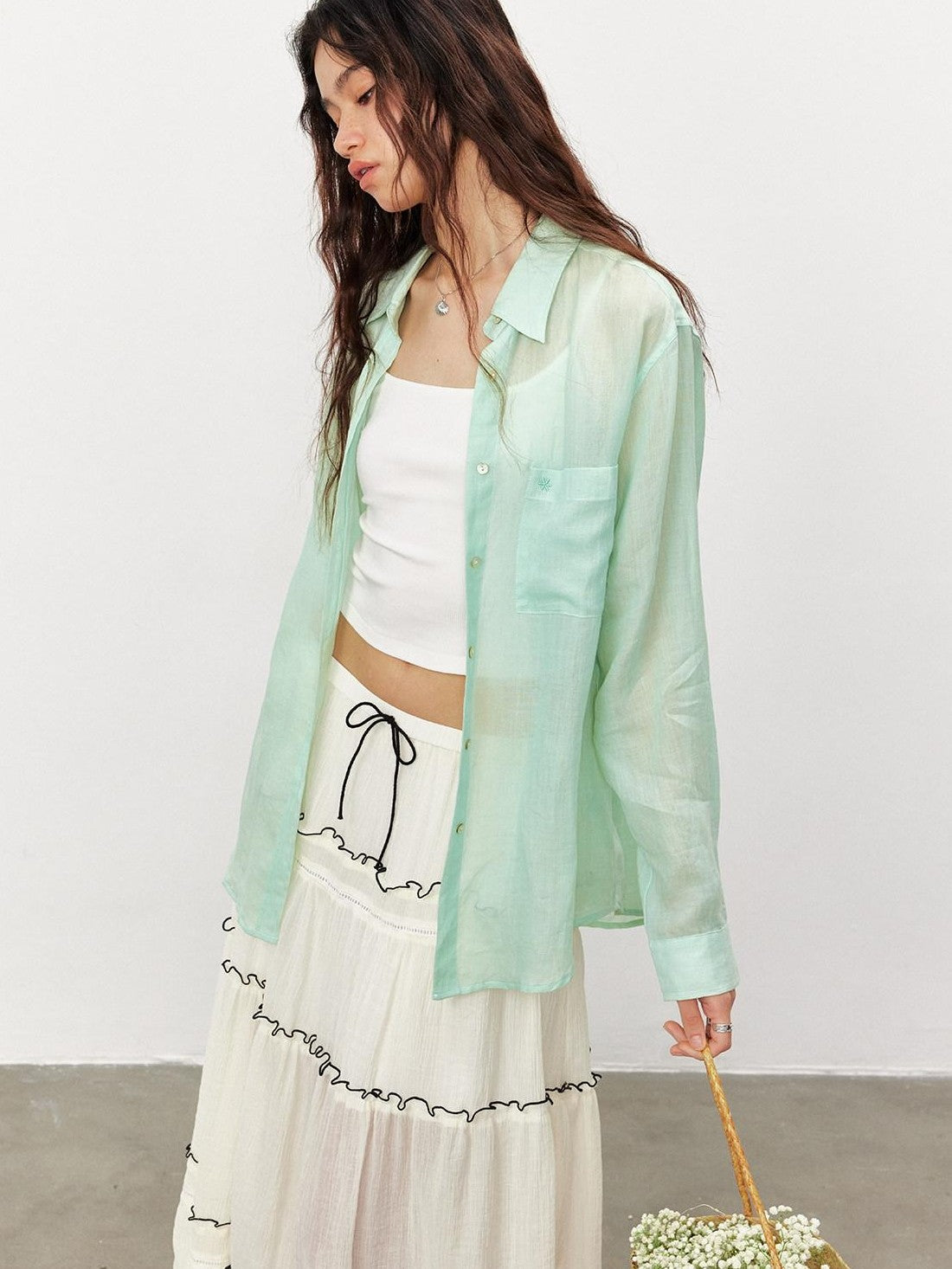 STRIKE A POSE Loose Fit Turndown Collar Uv Protection Women&
