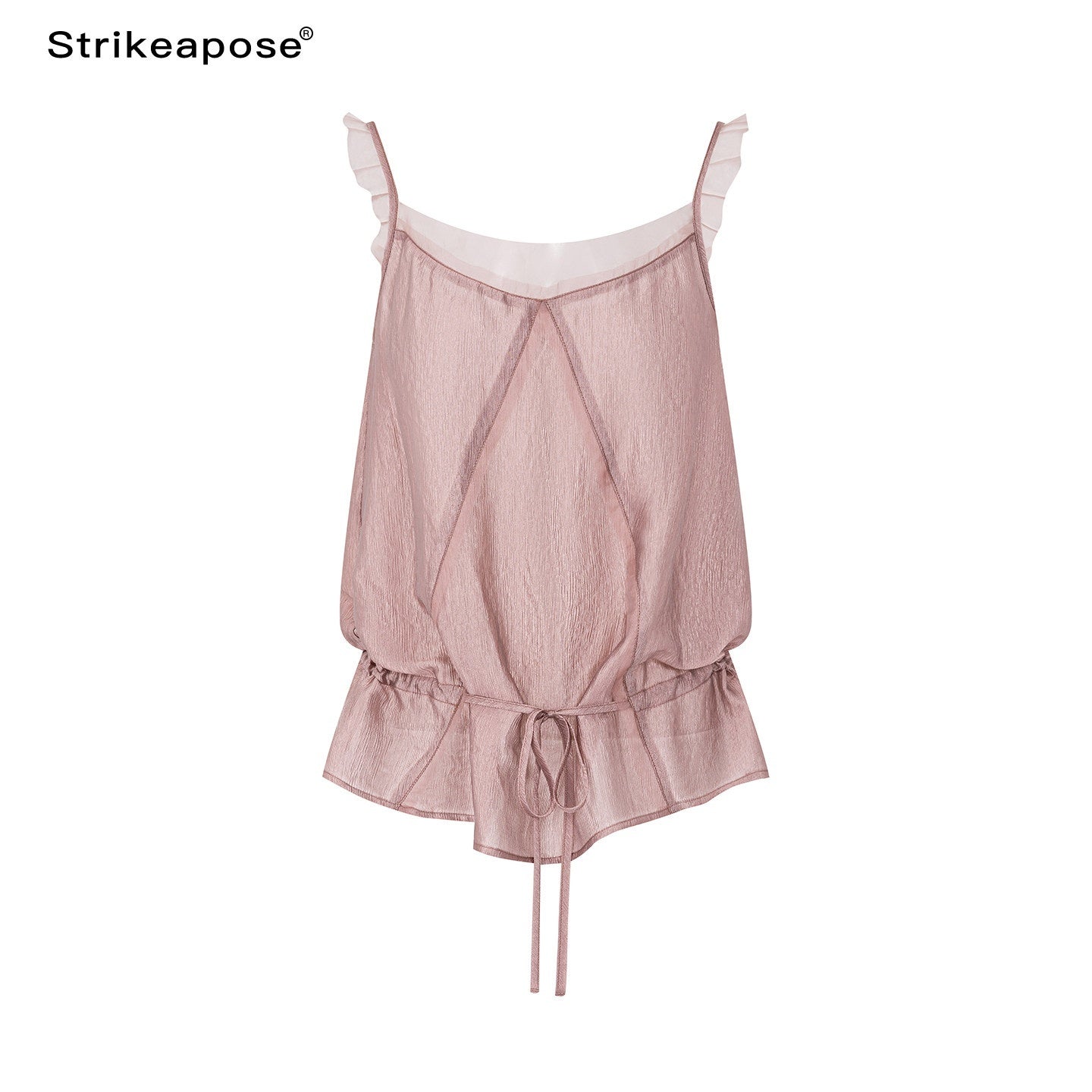 STRIKE_A_POSE_Lustrous_Textured_Ruffle_Mesh_Panel_A_Line_Women&