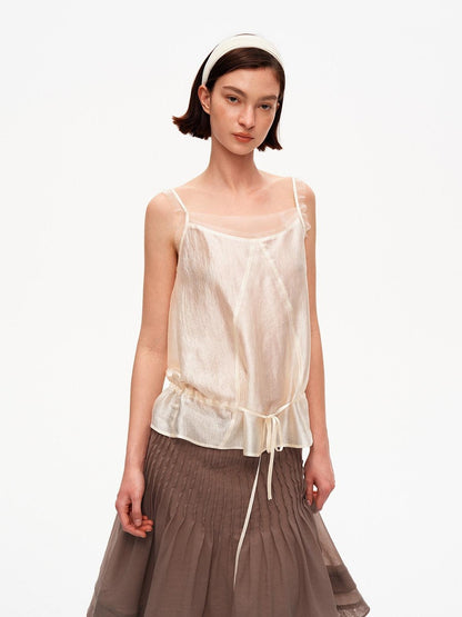 STRIKE A POSE Lustrous Textured Ruffle Mesh Panel A Line Women&