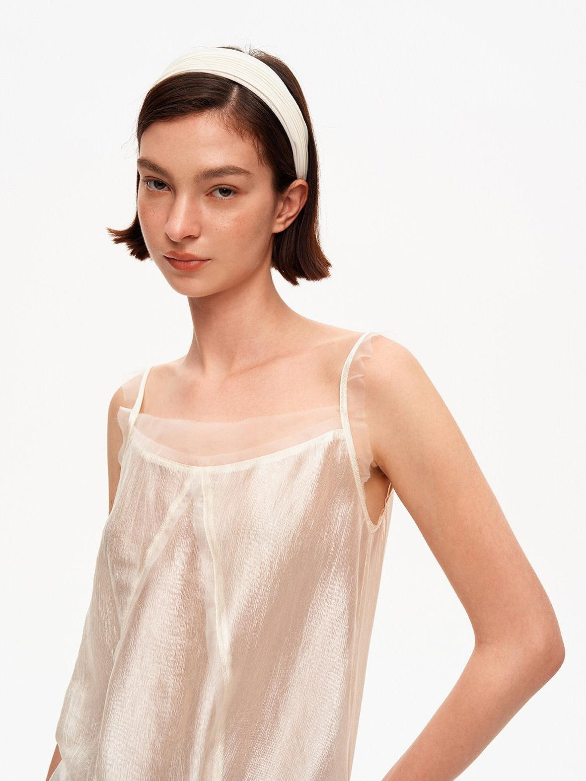 STRIKE A POSE Lustrous Textured Ruffle Mesh Panel A Line Women&