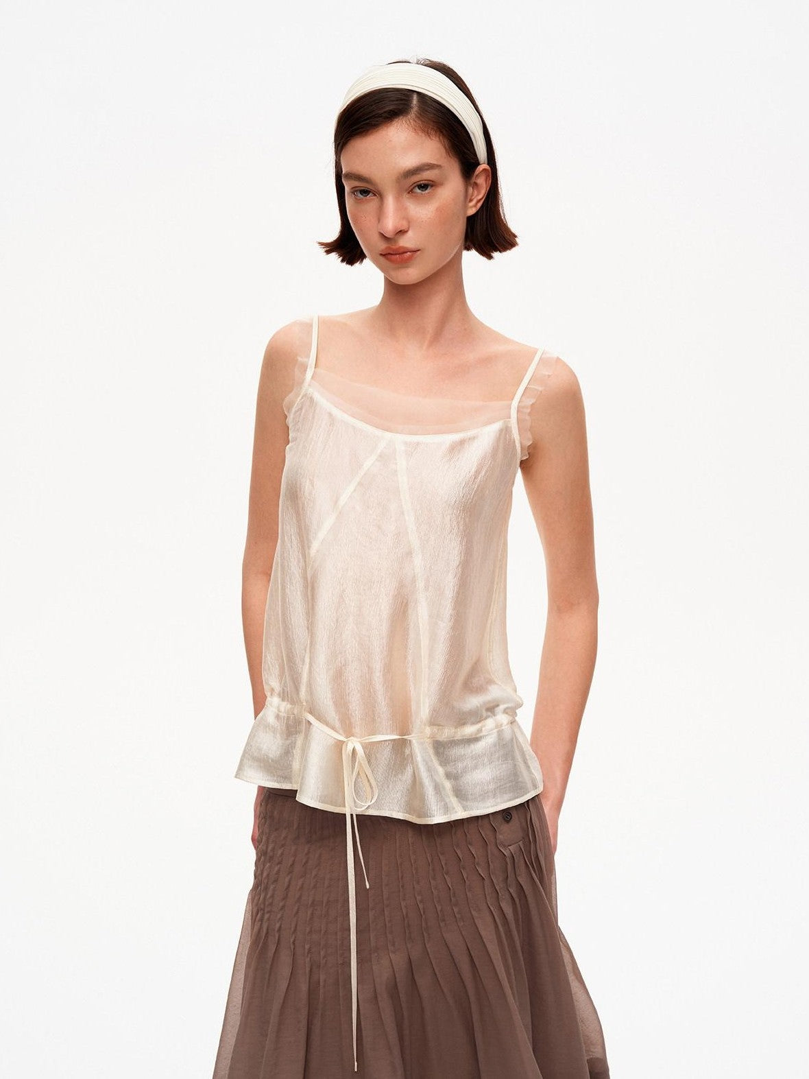 STRIKE A POSE Lustrous Textured Ruffle Mesh Panel A Line Women&