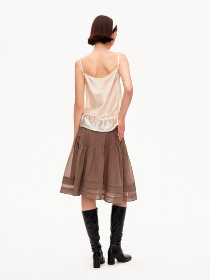 STRIKE A POSE Lustrous Textured Ruffle Mesh Panel A Line Women&
