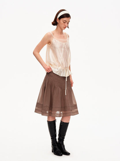 STRIKE A POSE Lustrous Textured Ruffle Mesh Panel A Line Women&
