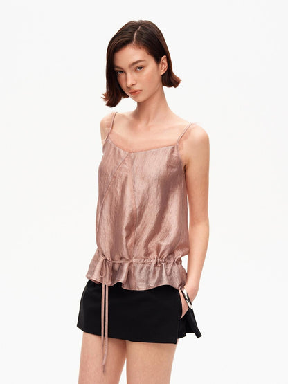 STRIKE A POSE Lustrous Textured Ruffle Mesh Panel A Line Women&