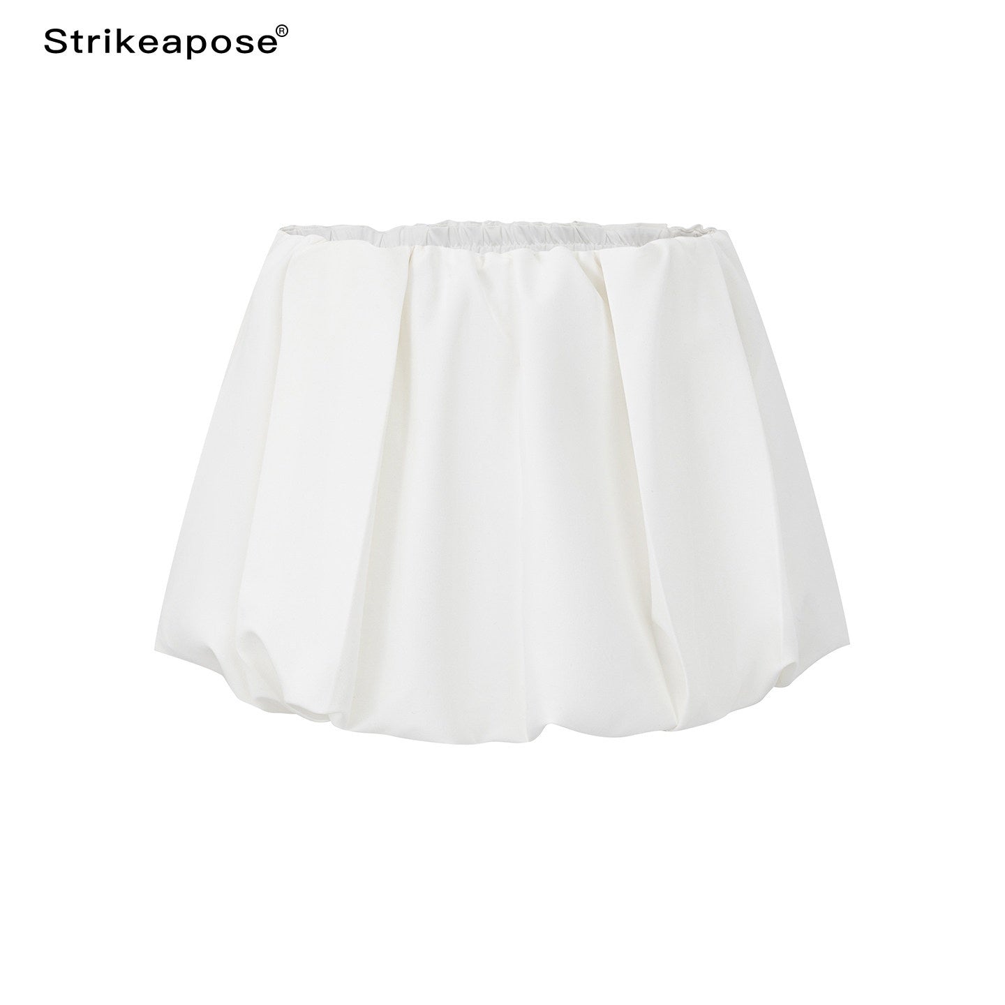 STRIKE_A_POSE_Matte_White_3d_Bud_Gathered_Pleat_High_Waist_Aline_Women&