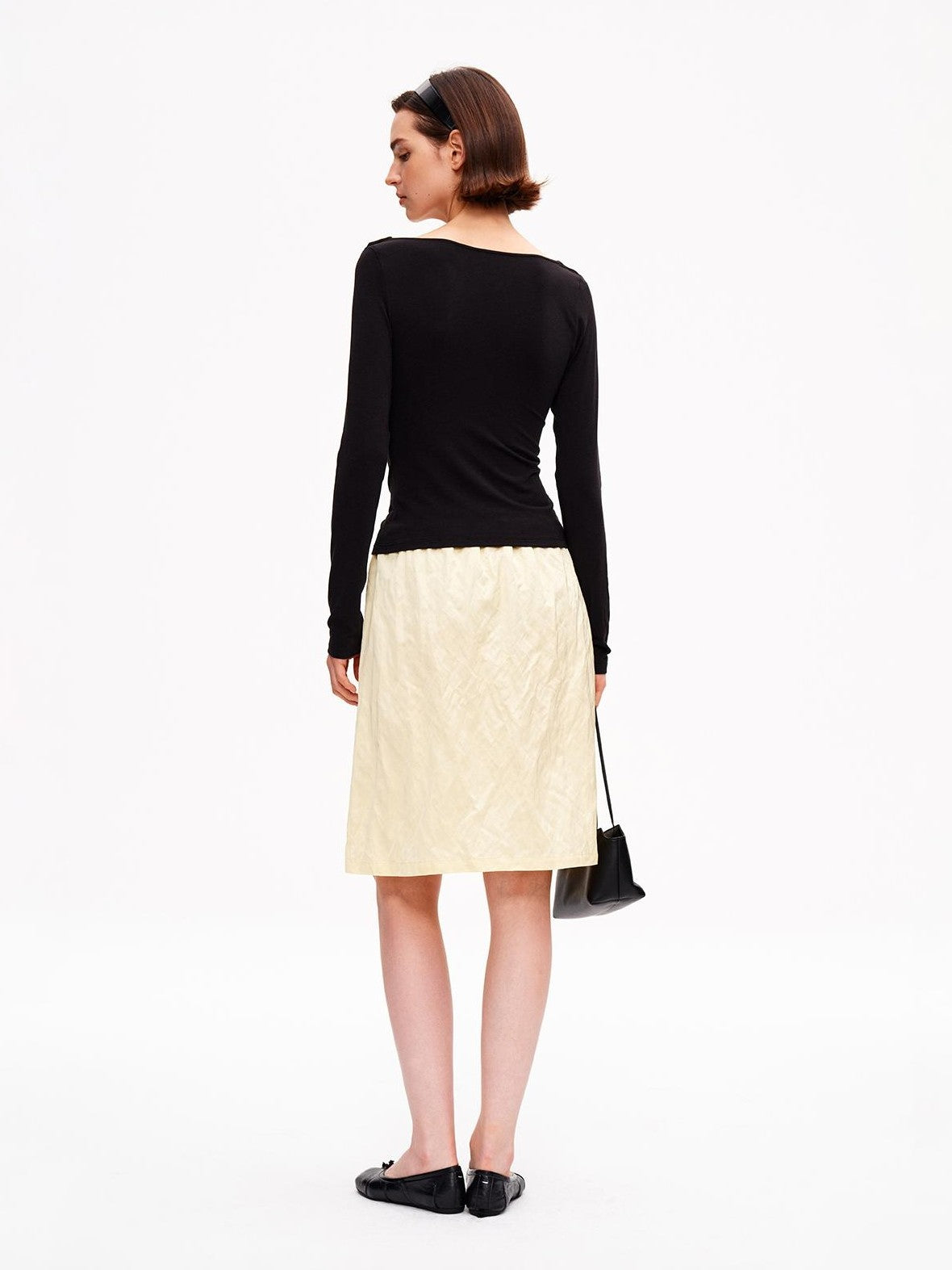 STRIKE A POSE Metallic Textured Pleated Drawstring Women&