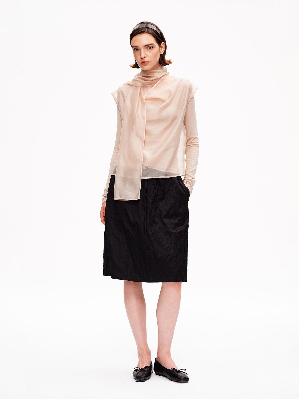 STRIKE A POSE Metallic Textured Pleated Drawstring Women&