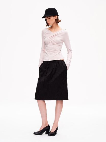 STRIKE A POSE Metallic Textured Pleated Drawstring Women&