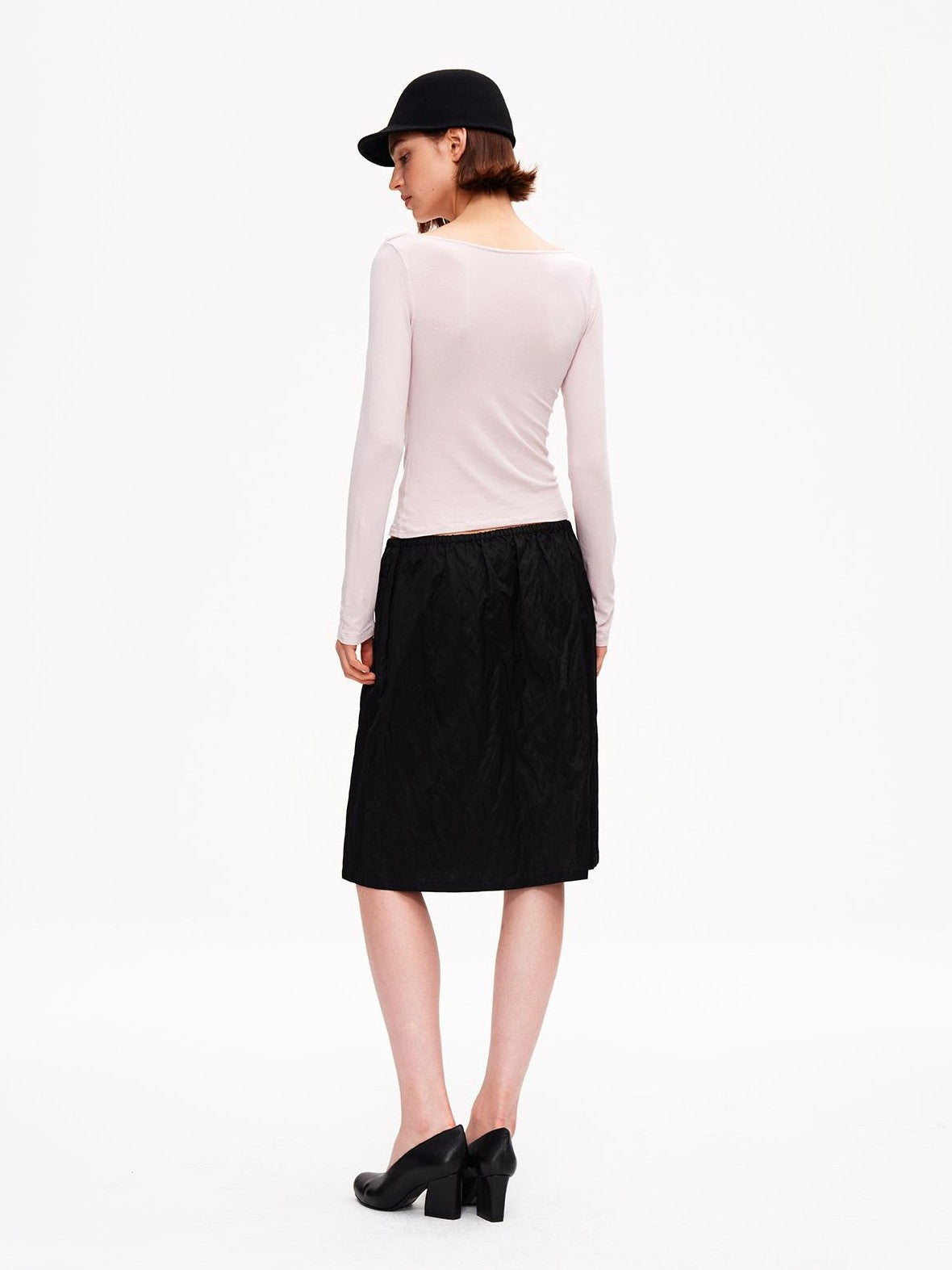 STRIKE A POSE Metallic Textured Pleated Drawstring Women&