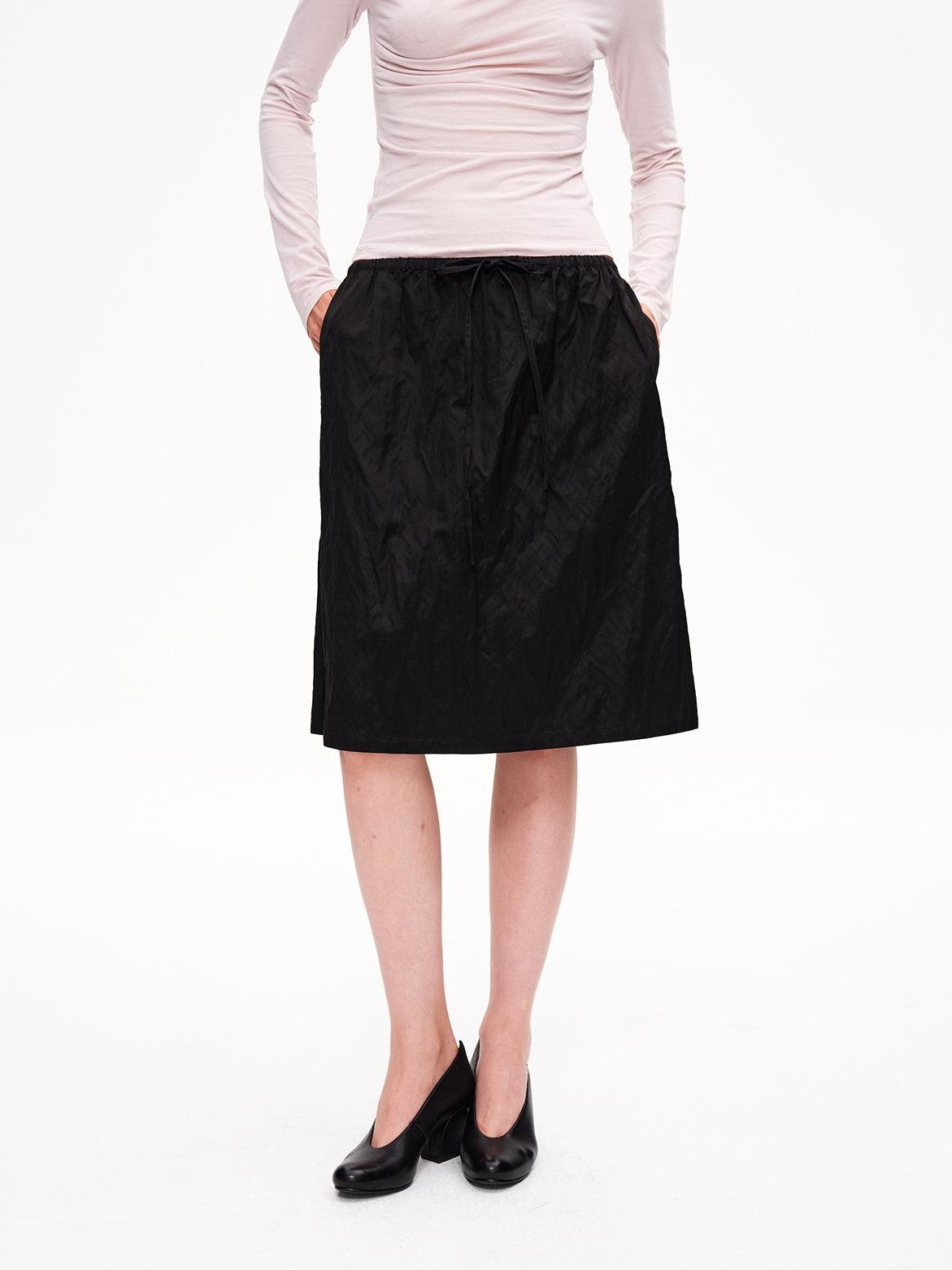 STRIKE A POSE Metallic Textured Pleated Drawstring Women&