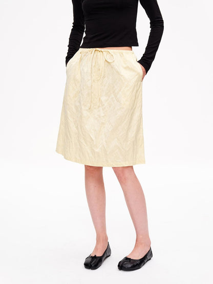 STRIKE A POSE Metallic Textured Pleated Drawstring Women&