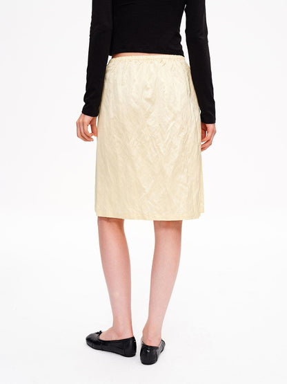 STRIKE A POSE Metallic Textured Pleated Drawstring Women&