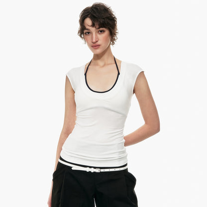 STRIKE_A_POSE_Minimal_V-neck_Slim_Fit_Stretch_Lightweight_Viscose_Women&