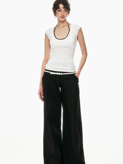 STRIKE A POSE Minimal V-neck Slim Fit Stretch Lightweight Viscose Women&