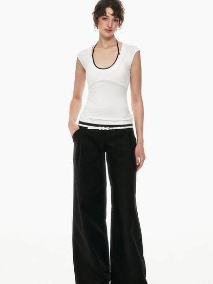 STRIKE A POSE Minimal V-neck Slim Fit Stretch Lightweight Viscose Women&