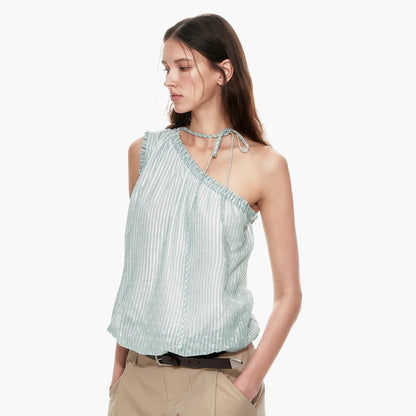 STRIKE_A_POSE_Mint_Green_Asymmetrical_Striped_Cinched_Tie_Women&