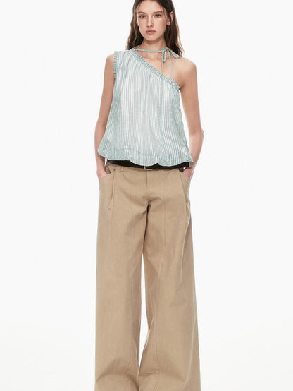 STRIKE A POSE Mint Green Asymmetrical Striped Cinched Tie Women&