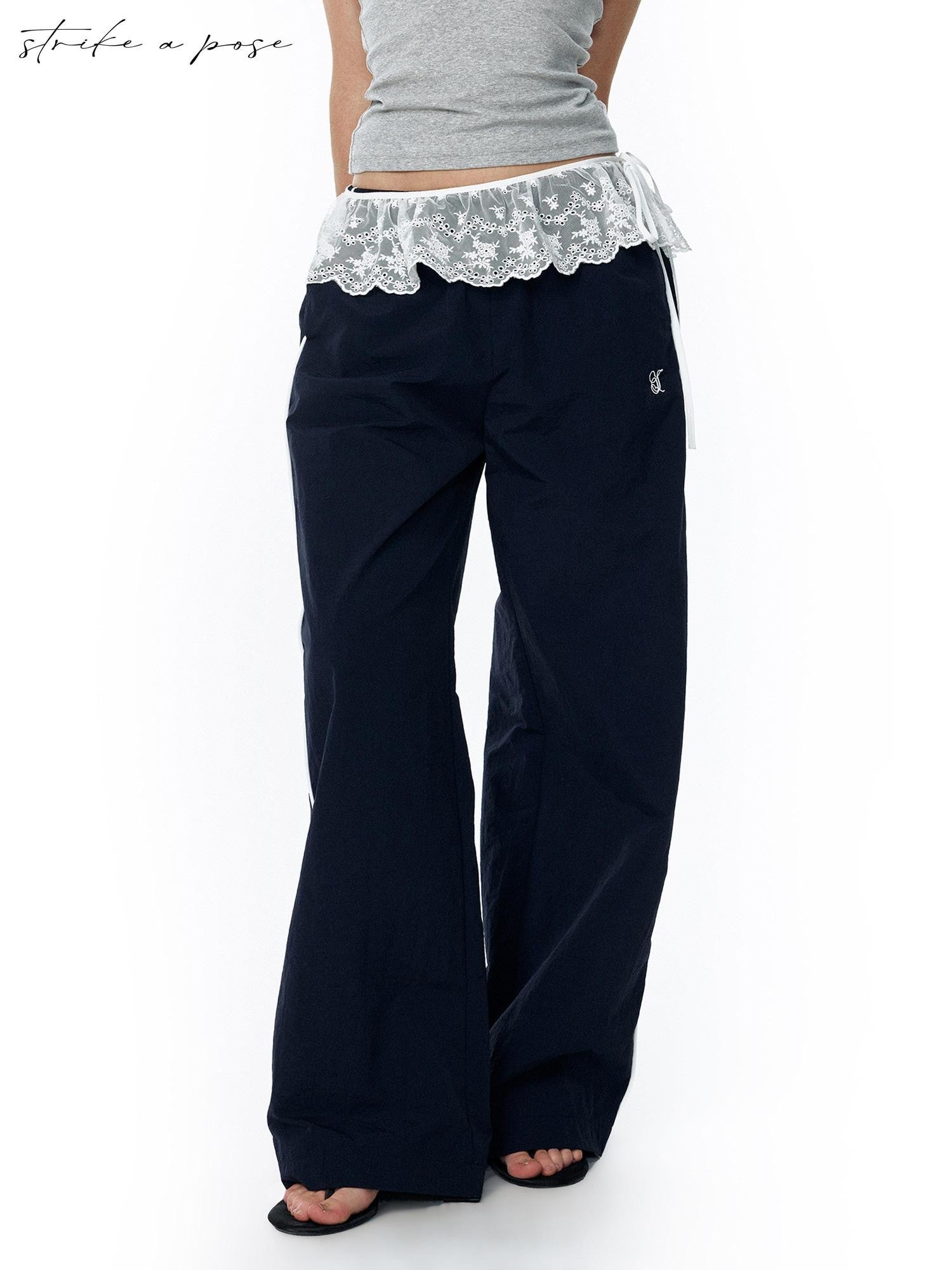 STRIKE A POSE Navy Colorblock Drapey Cargo Slight Flare Women&