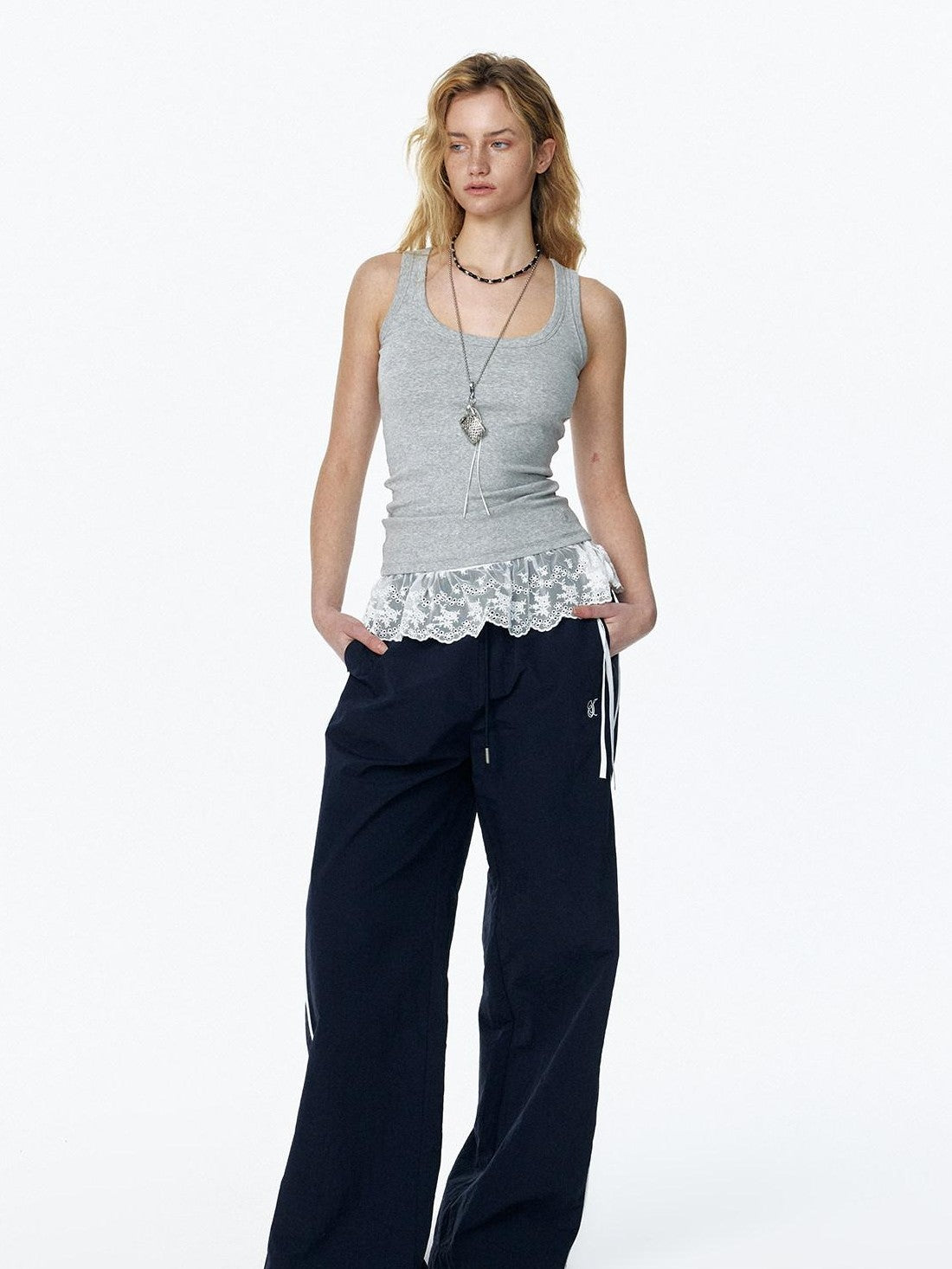 STRIKE A POSE Navy Colorblock Drapey Cargo Slight Flare Women&