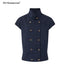 STRIKE_A_POSE_Navy_Double_Row_Button_Yoke_Waist_Cinch_Women&