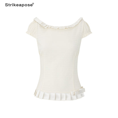 STRIKE_A_POSE_Off_Shoulder_Puff_Textured_Waist_Bow_Women&
