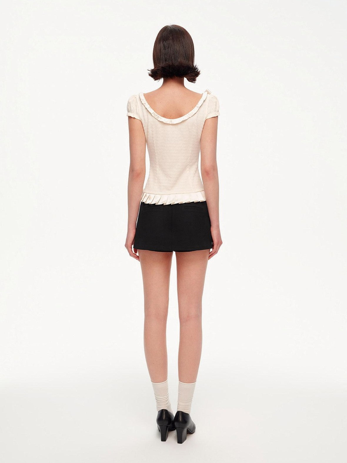 STRIKE A POSE Off Shoulder Puff Textured Waist Bow Women&