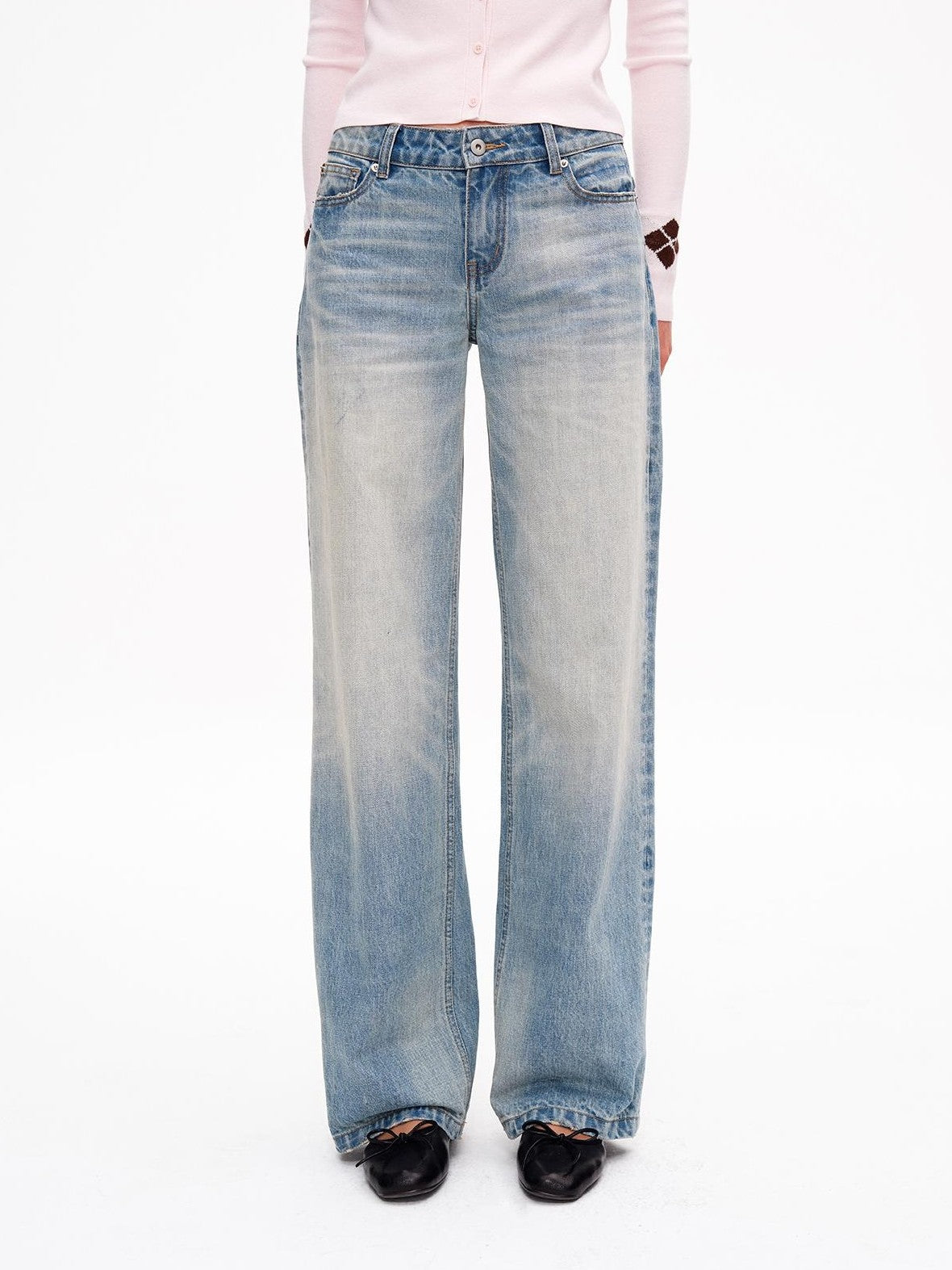 STRIKE A POSE Ombre Washed Distressed Low Rise Women&