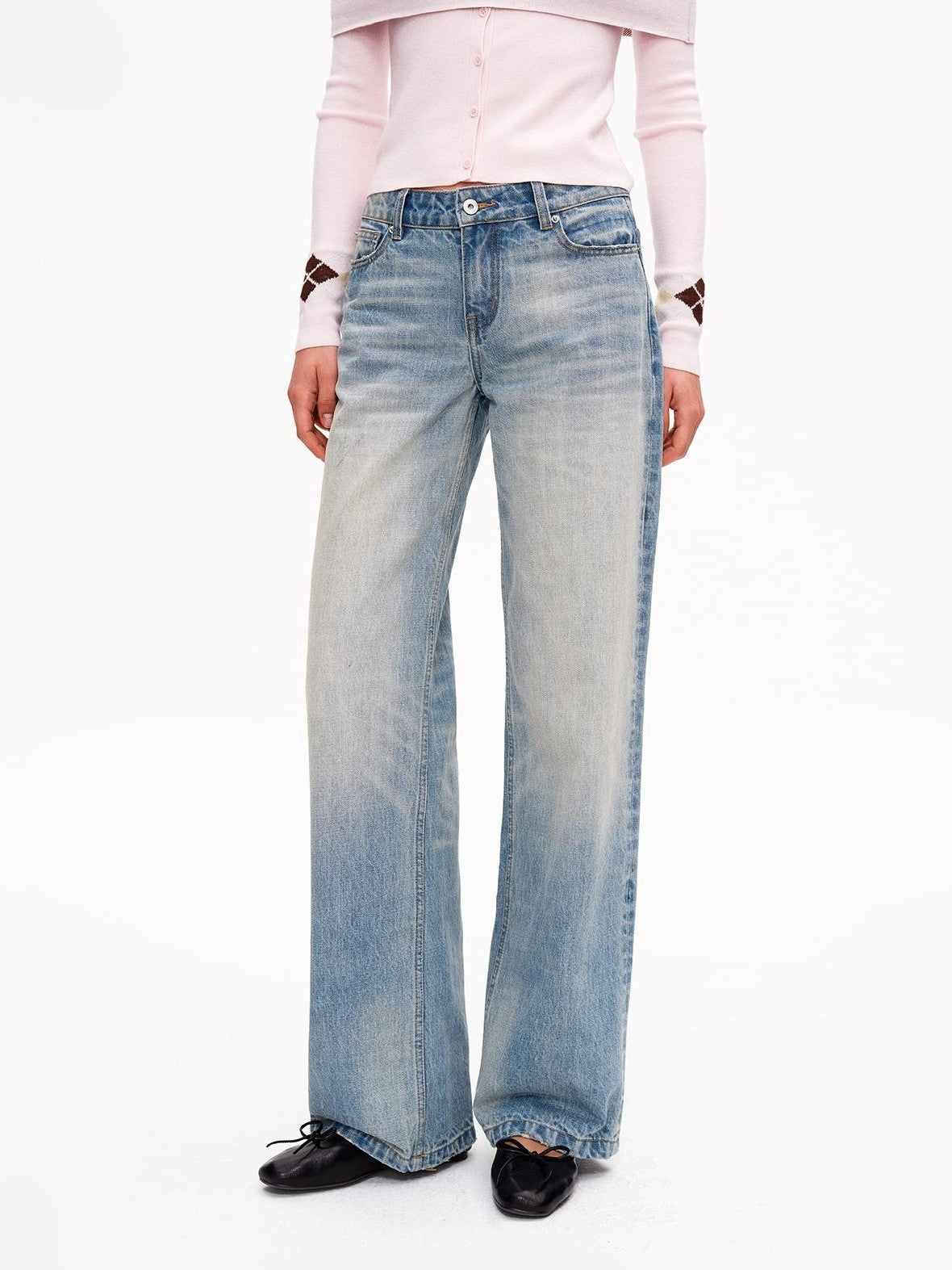 STRIKE A POSE Ombre Washed Distressed Low Rise Women&