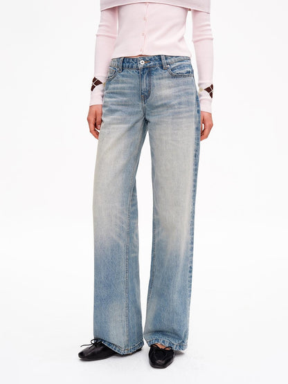 STRIKE A POSE Ombre Washed Distressed Low Rise Women&