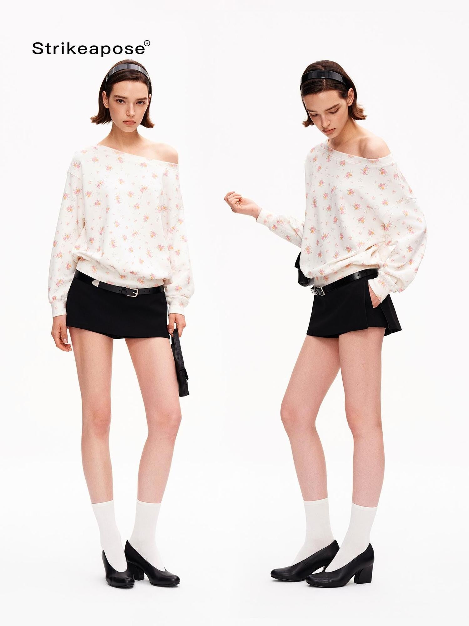 STRIKE A POSE One Shoulder Floral Print Women&