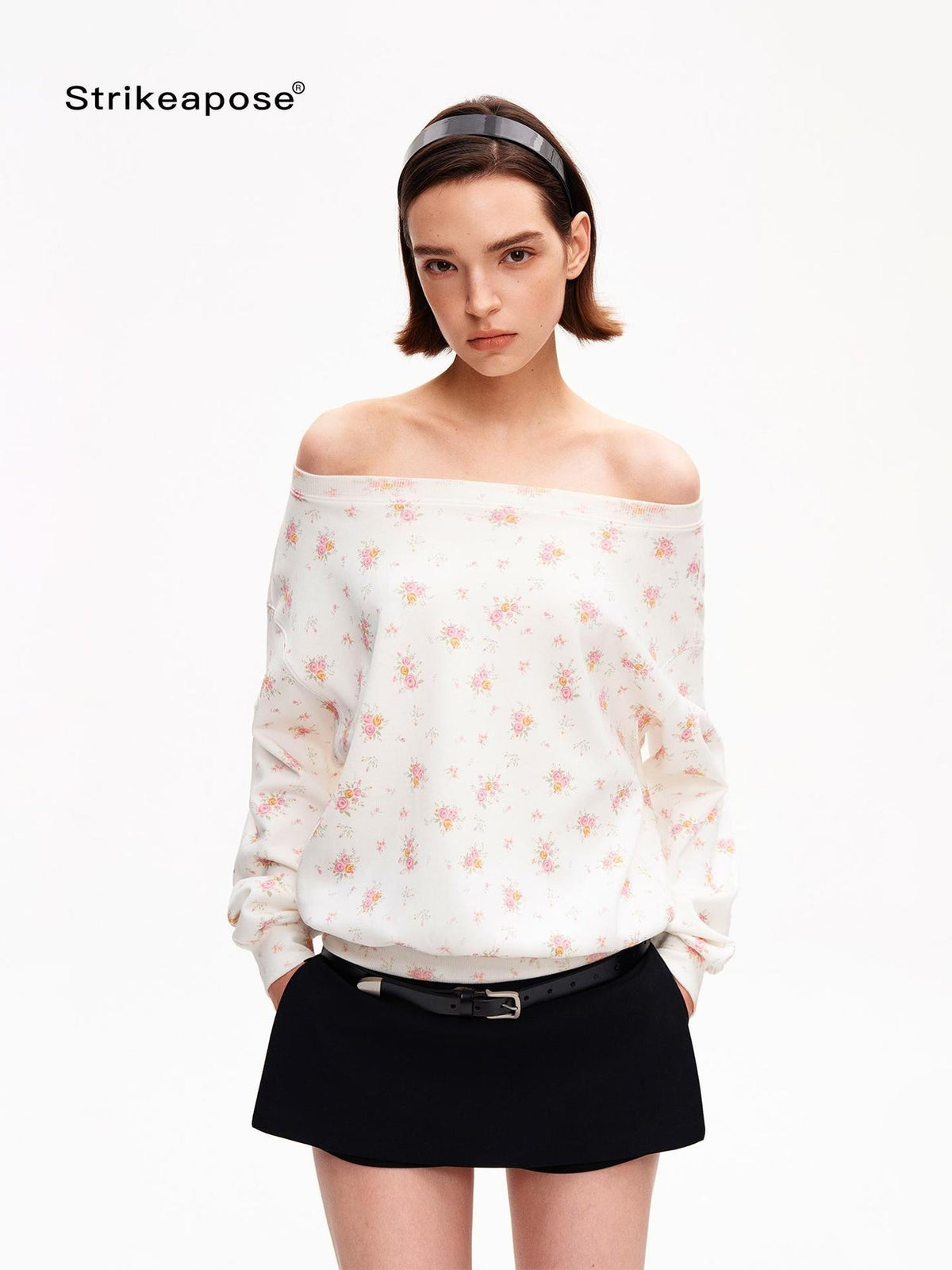 STRIKE A POSE One Shoulder Floral Print Women&