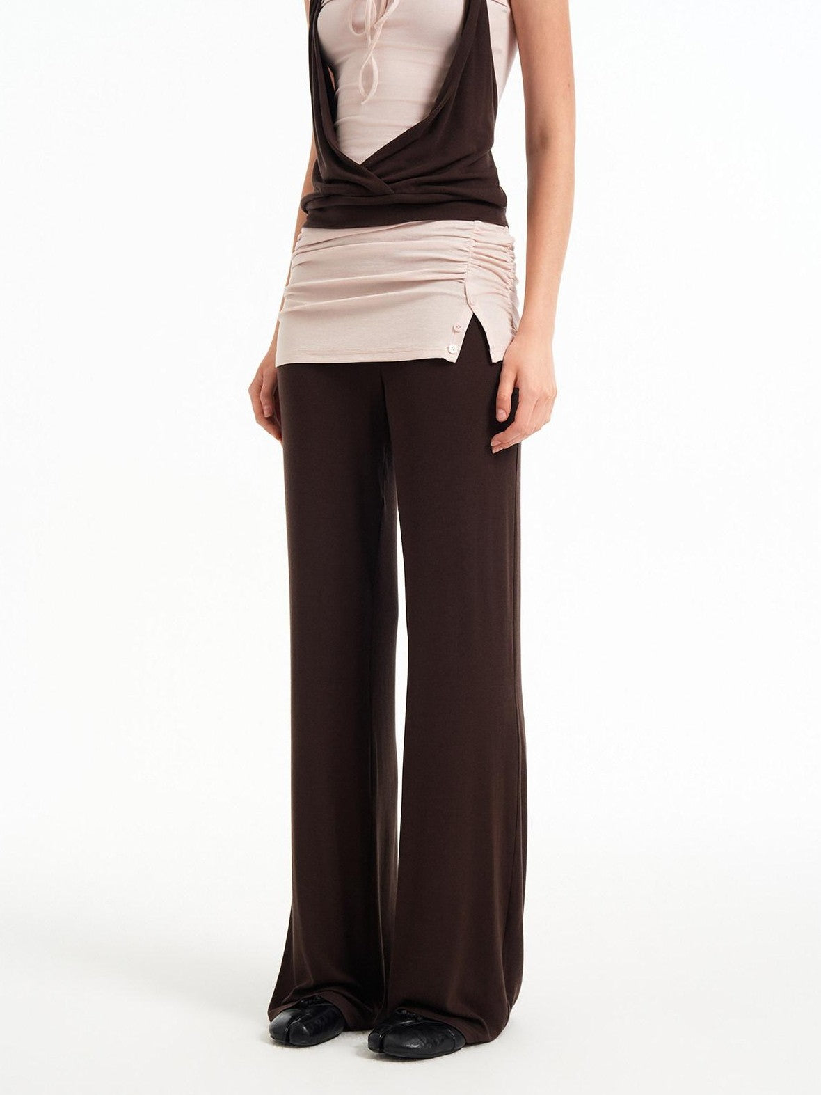 STRIKE A POSE Pink Brown Colorblock Faux Layered Women&