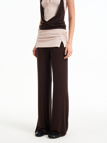 STRIKE A POSE Pink Brown Colorblock Faux Layered Women&
