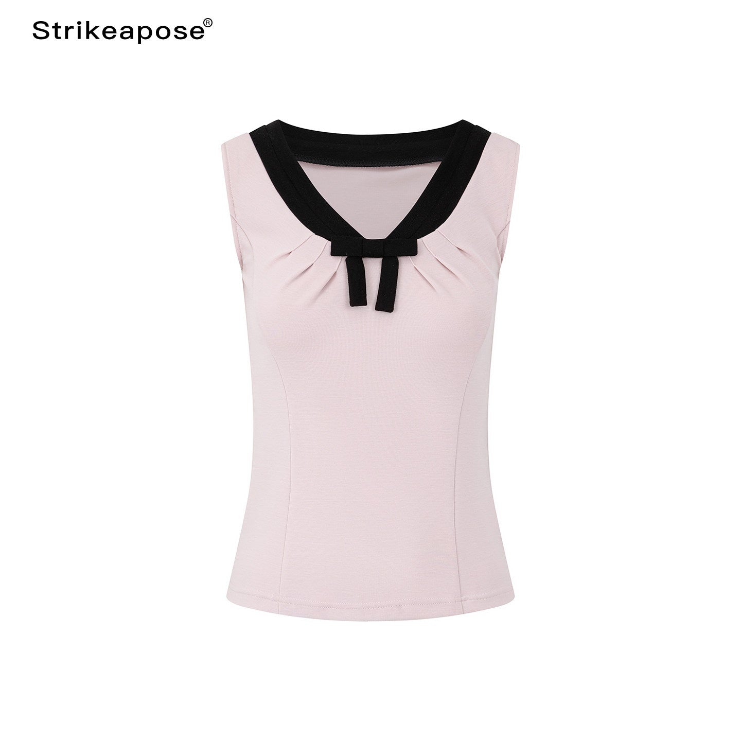 STRIKE_A_POSE_Pink_Colorblock_V-neck_Bow_Waist_Cinch_High_Stretch_Women&
