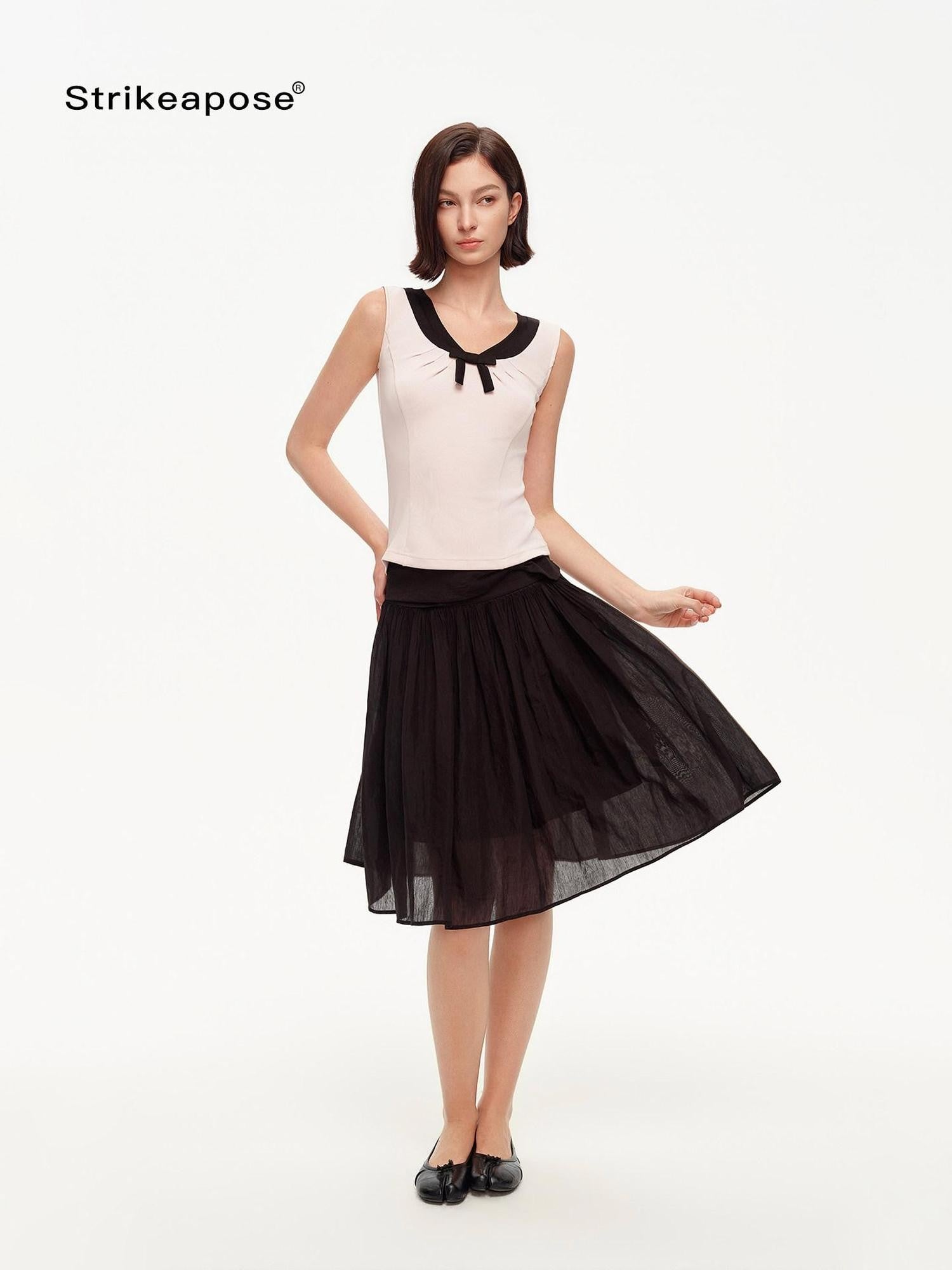 STRIKE A POSE Pink Colorblock V-neck Bow Waist Cinch High Stretch Women&