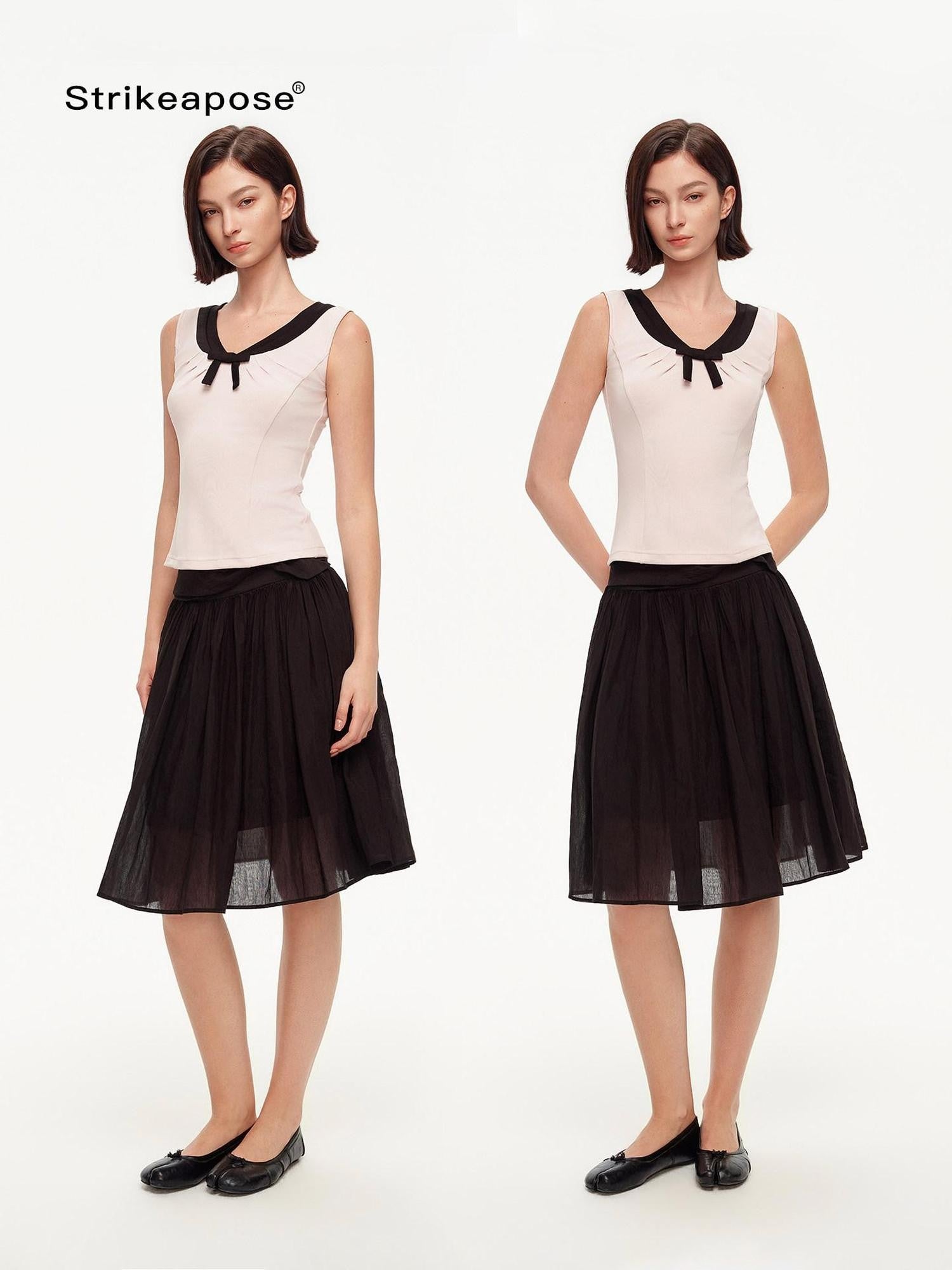 STRIKE A POSE Pink Colorblock V-neck Bow Waist Cinch High Stretch Women&