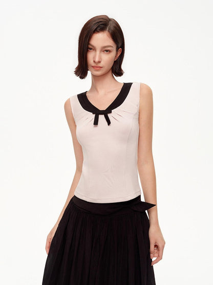 STRIKE A POSE Pink Colorblock V-neck Bow Waist Cinch High Stretch Women&