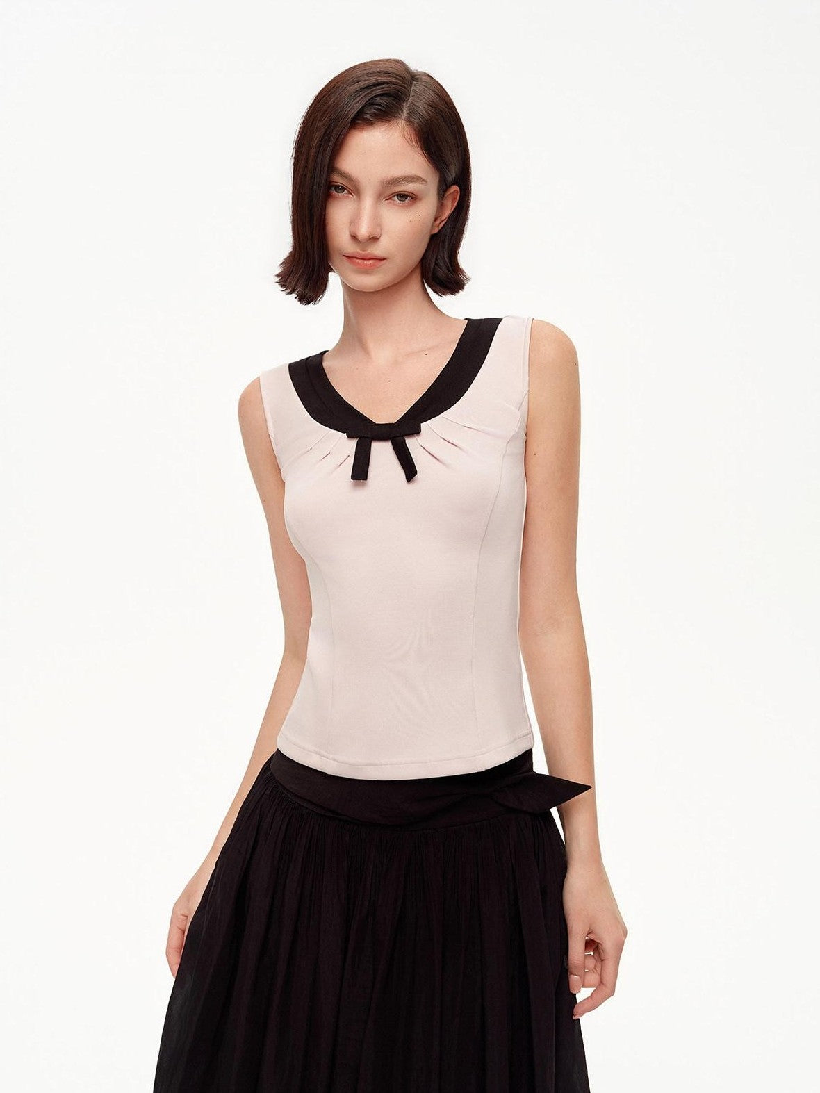 STRIKE A POSE Pink Colorblock V-neck Bow Waist Cinch High Stretch Women&