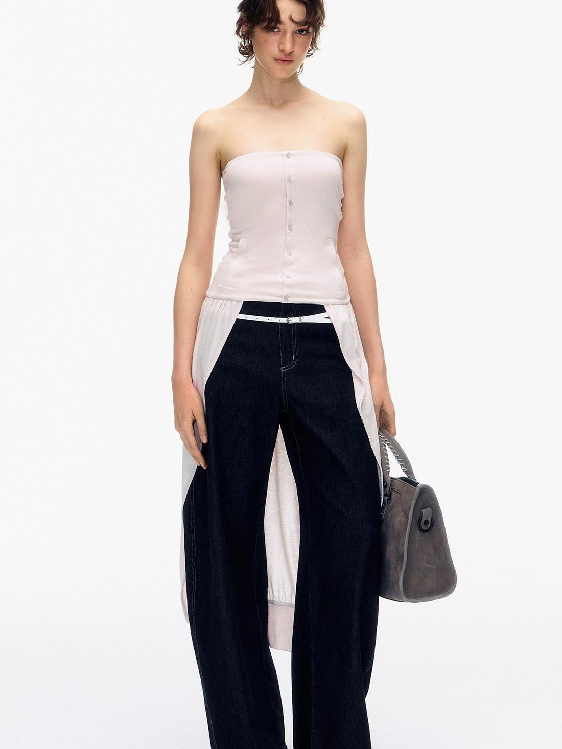 STRIKE A POSE Pink Cropped Detachable Sleeve Cape High Neck Women&