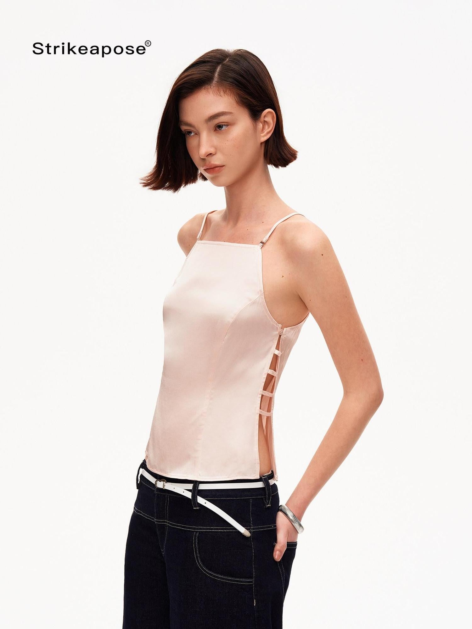 STRIKE A POSE Pink Cutout Slim Fit Waist Cinch Women&